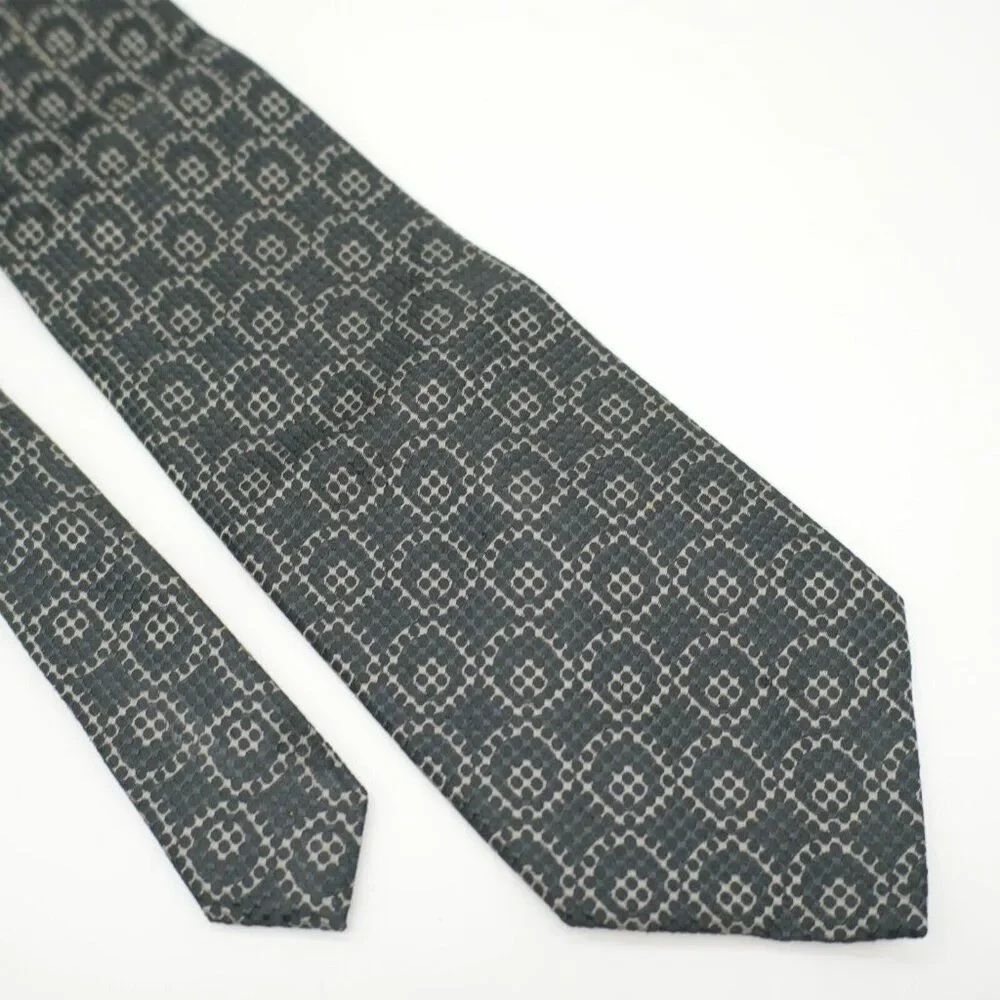 Alfani Black Beige Woven Silk Tie Wide‎ Geometric